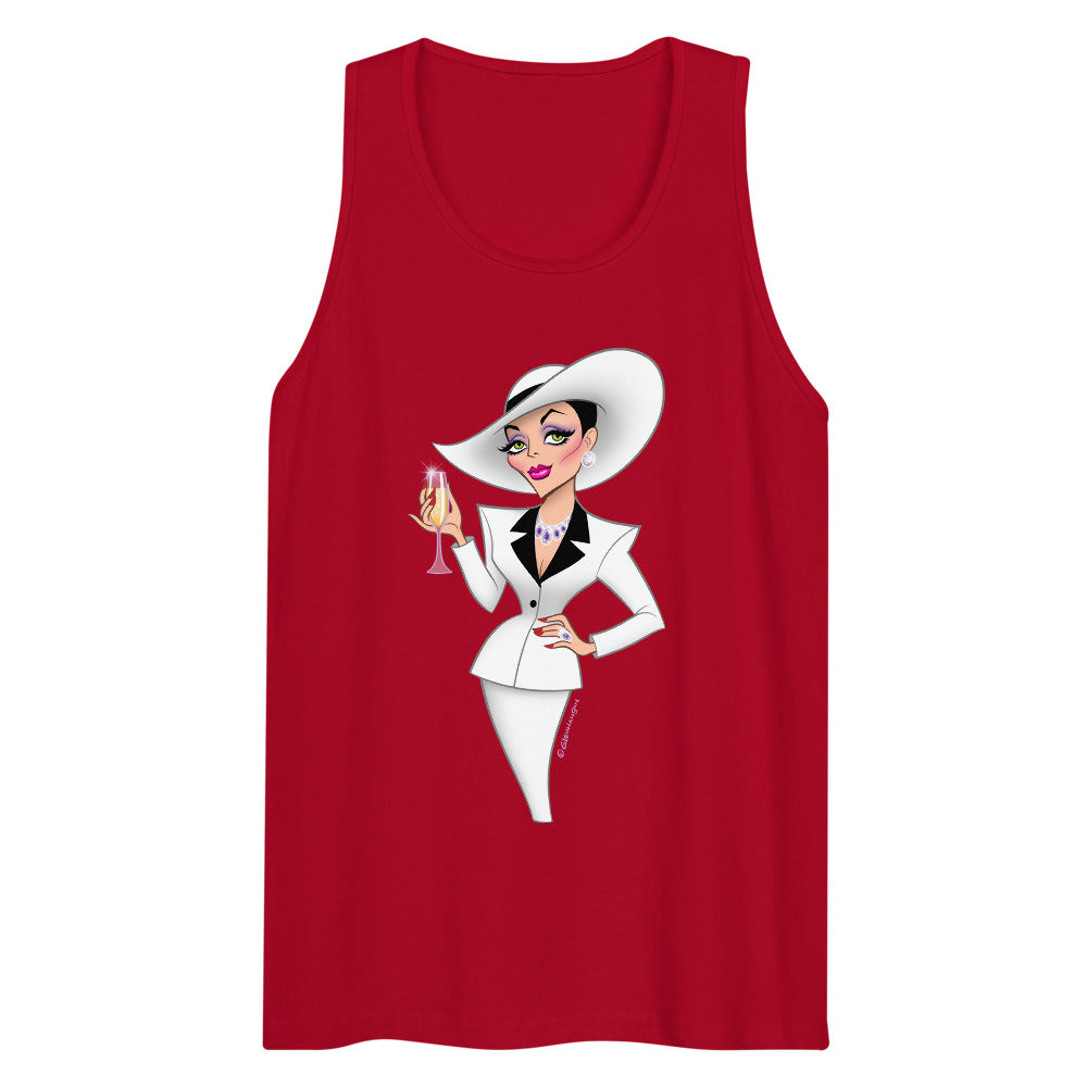 Debut garment mockup | Champagne & Shoulder Pads (Tank Top) | Red