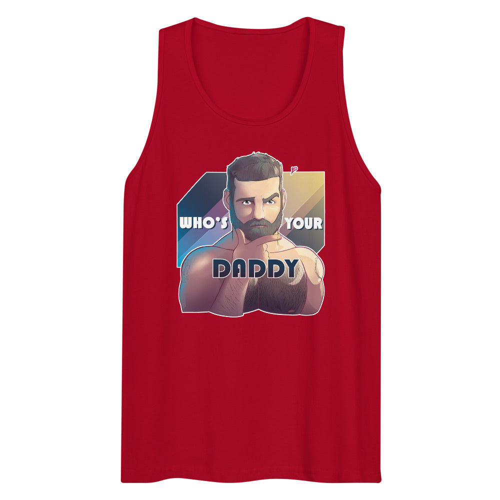 Debut garment mockup | Who's Your Daddy? (Tank Top) | Red