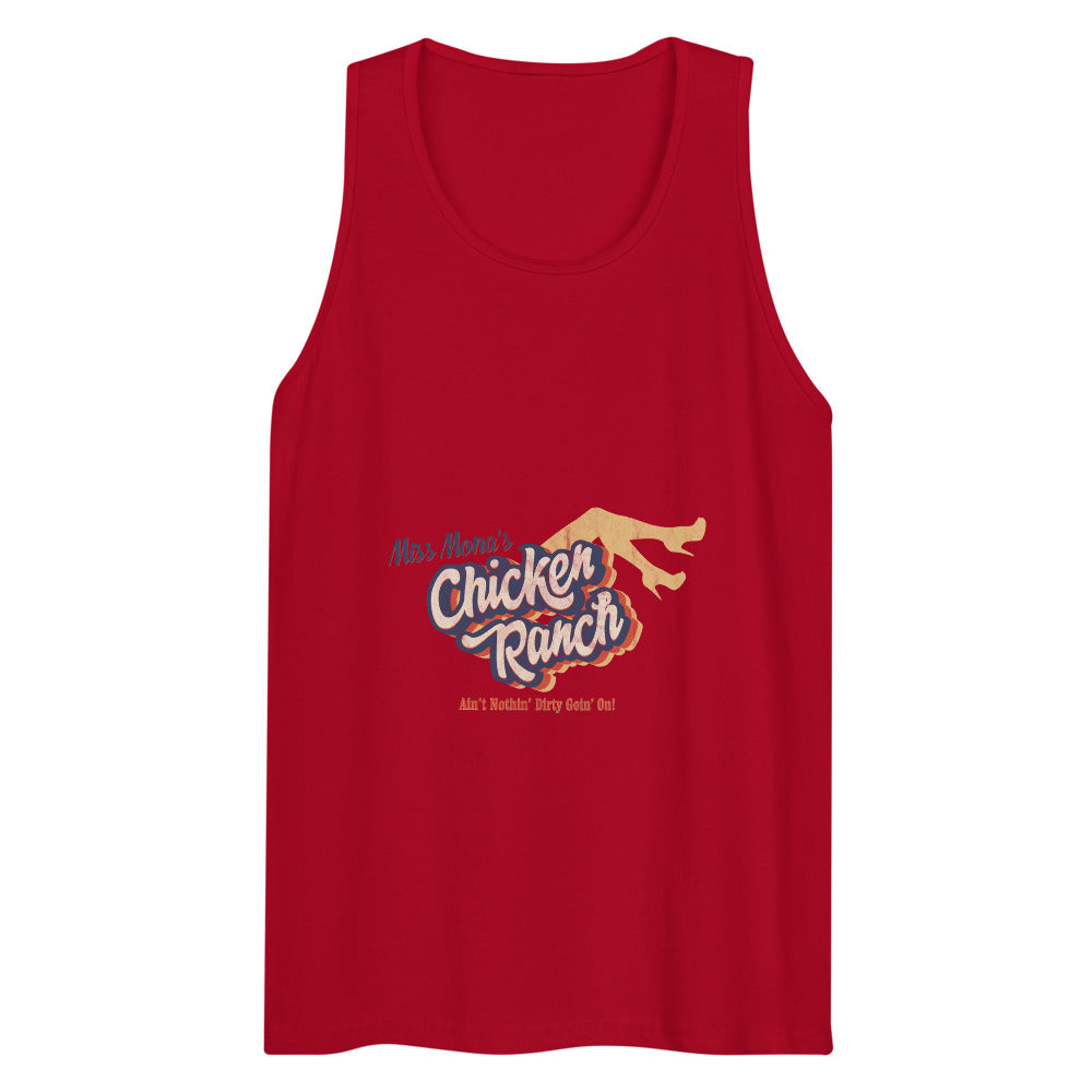 Debut garment mockup | Chicken Ranch (Tank Top) | Red