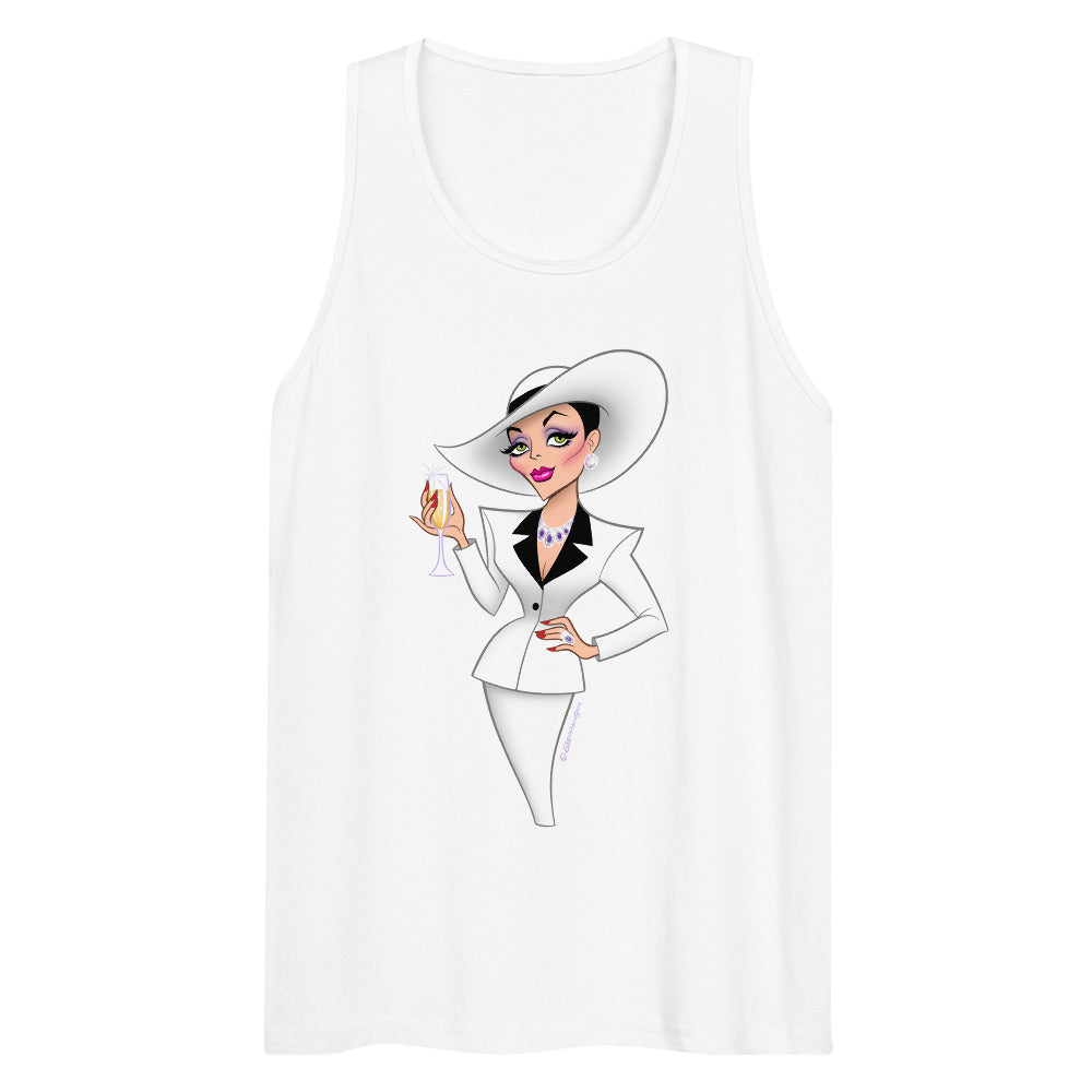 Debut garment mockup | Champagne & Shoulder Pads (Tank Top) | White