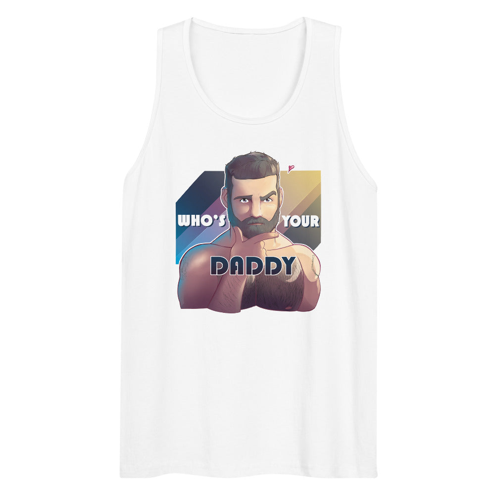 Debut garment mockup | Who's Your Daddy? (Tank Top) | White