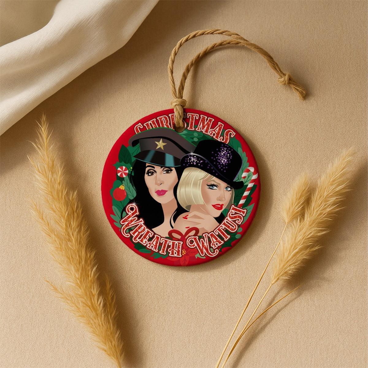 Christmas Wreath Watusi (Ceramic Holiday Keepsake)-Ceramic Holiday Keepsake-Swish Embassy