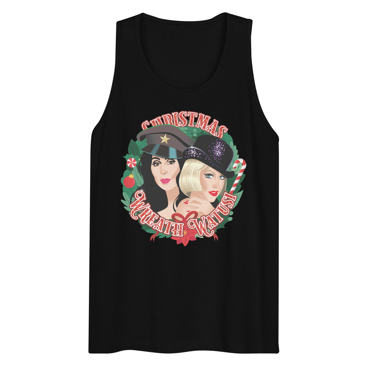 Christmas Wreath Watusi (Tank top)-Christmas Tank Tops-Swish Embassy