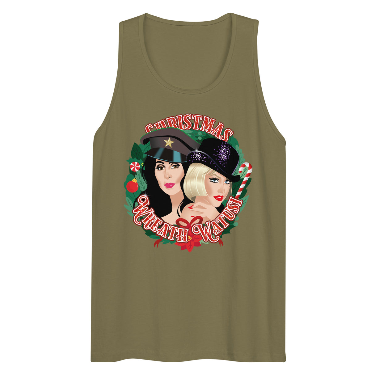 Christmas Wreath Watusi (Tank top)-Christmas Tank Tops-Swish Embassy