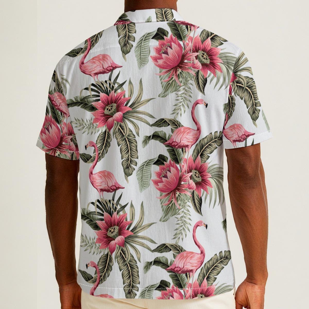 Flamingo Eden (Cotton Button Shirt)-Cotton Button Shirt-Swish Embassy