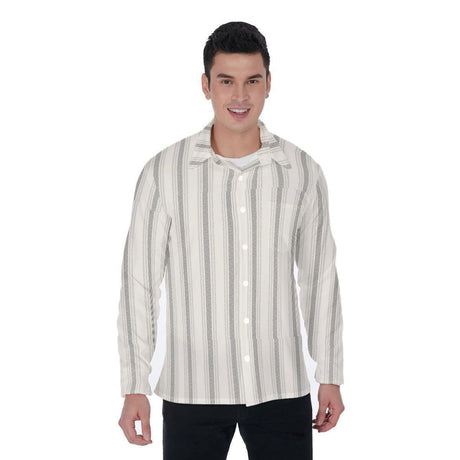 Ivory Stripes (Long Sleeve Button Shirt)-Long Sleeve Button Shirts-Swish Embassy