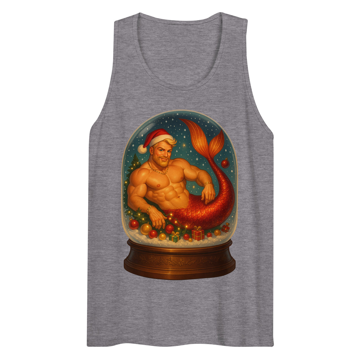Merman in a Snow Globe (Tank top)-Christmas Tank Tops-Swish Embassy