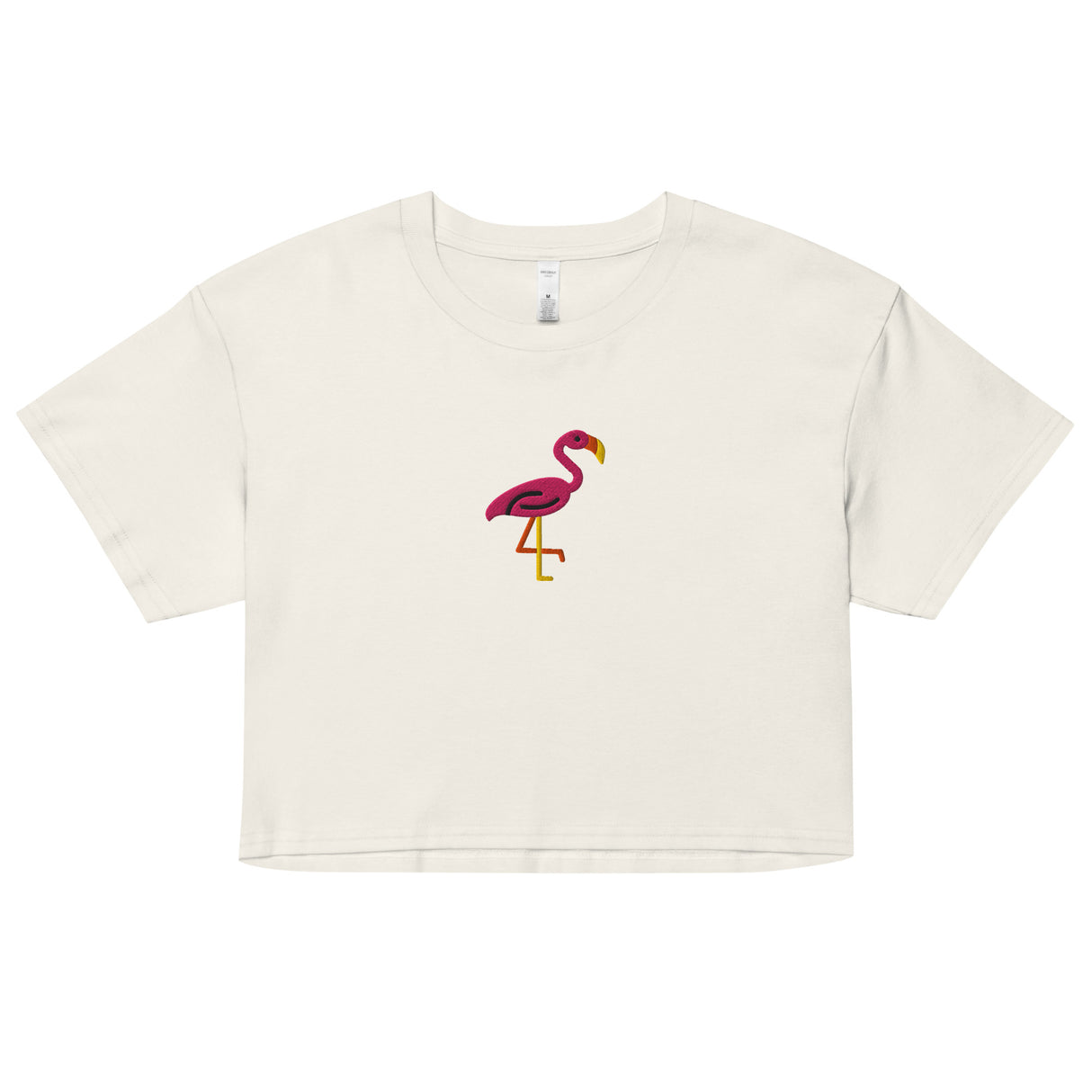 Pink Flamingo (Embroidered) (Crop Top)-Crop Top-Swish Embassy