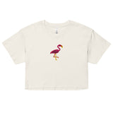 Pink Flamingo (Embroidered) (Crop Top)-Crop Top-Swish Embassy