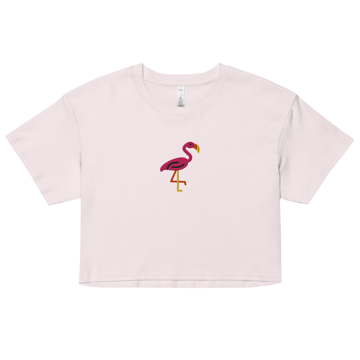 Pink Flamingo (Embroidered) (Crop Top)-Crop Top-Swish Embassy