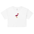 Pink Flamingo (Embroidered) (Crop Top)-Crop Top-Swish Embassy