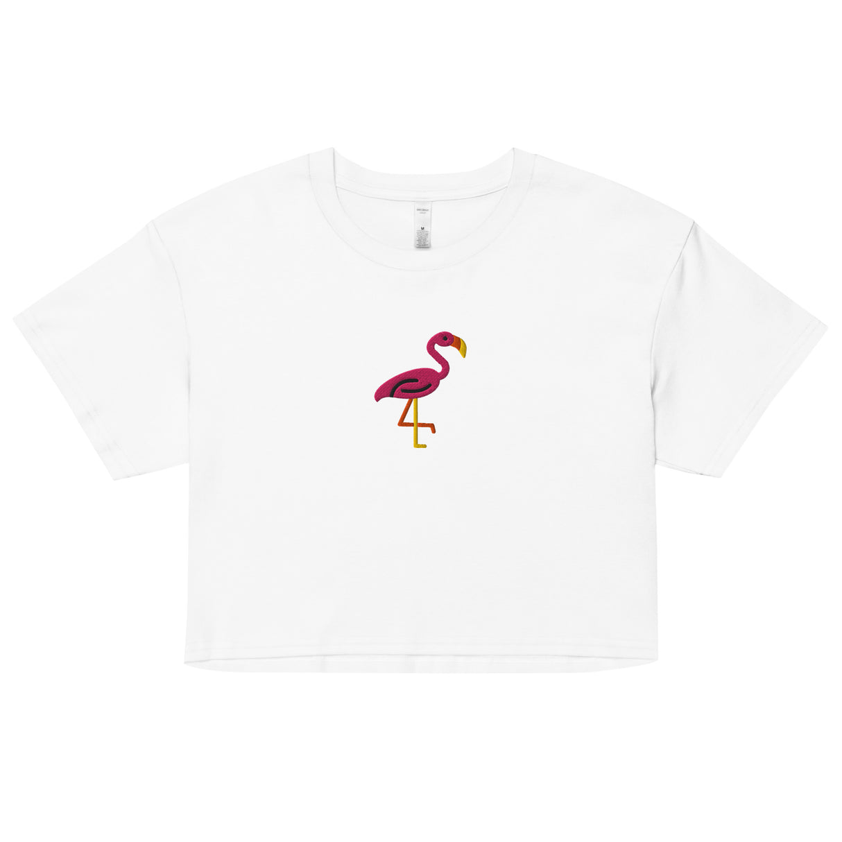 Pink Flamingo (Embroidered) (Crop Top)-Crop Top-Swish Embassy