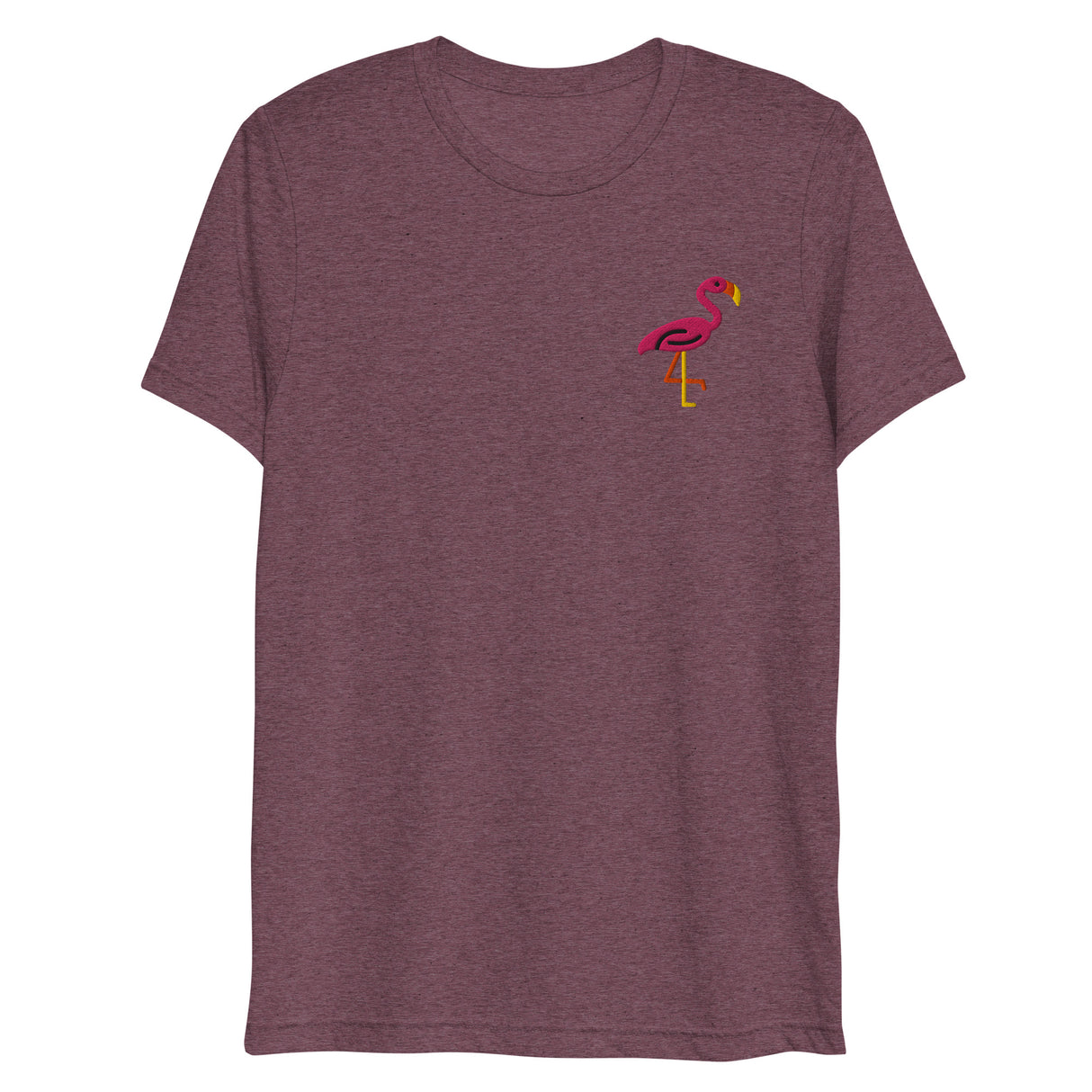 Pink Flamingo (Embroidered) (Triblend)-Triblend T-Shirt-Swish Embassy