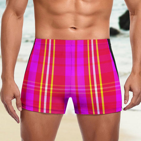 Pink Plaid Club (Square Cut Trunks)-Square Cut Trunks-Swish Embassy