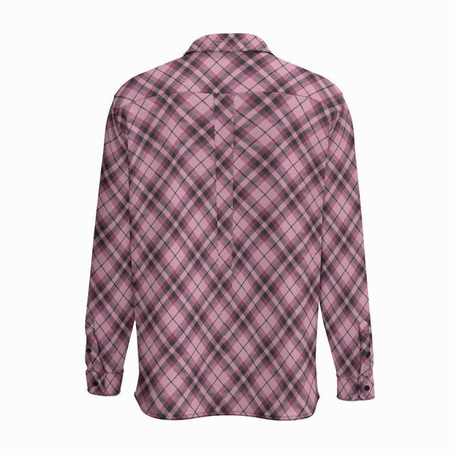 Pink Plaid (Cotton Long Sleeve Shirt)-Cotton Long Sleeve Button Shirt-Swish Embassy