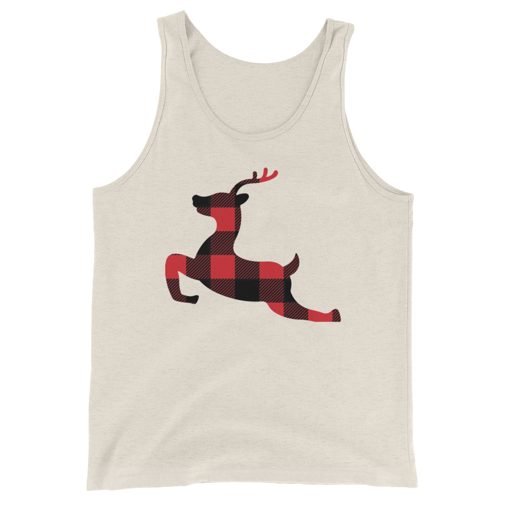 Plaid Reindeer (Tank Top)-Christmas Tank Tops-Swish Embassy