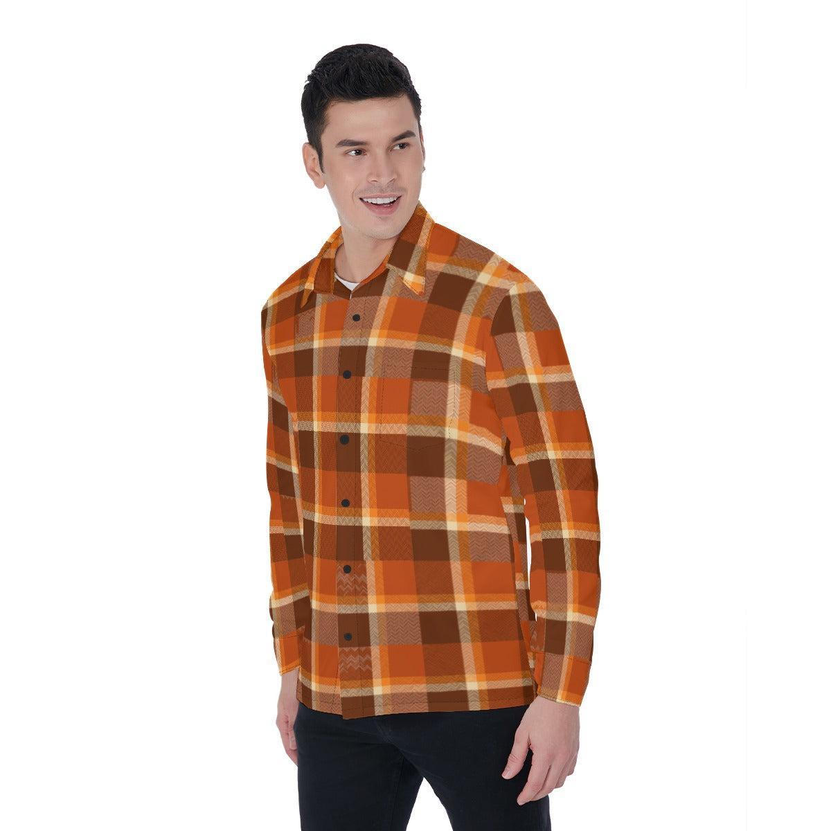 Pumpkin Spice (Long Sleeve Button Shirt)-Long Sleeve Button Shirts-Swish Embassy