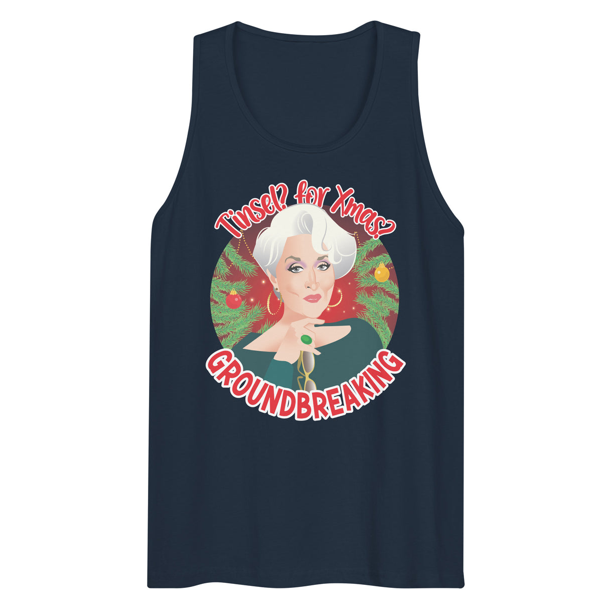 Tinsel for Xmas? Groundbreaking (Tank Top)-Christmas Tank Tops-Swish Embassy