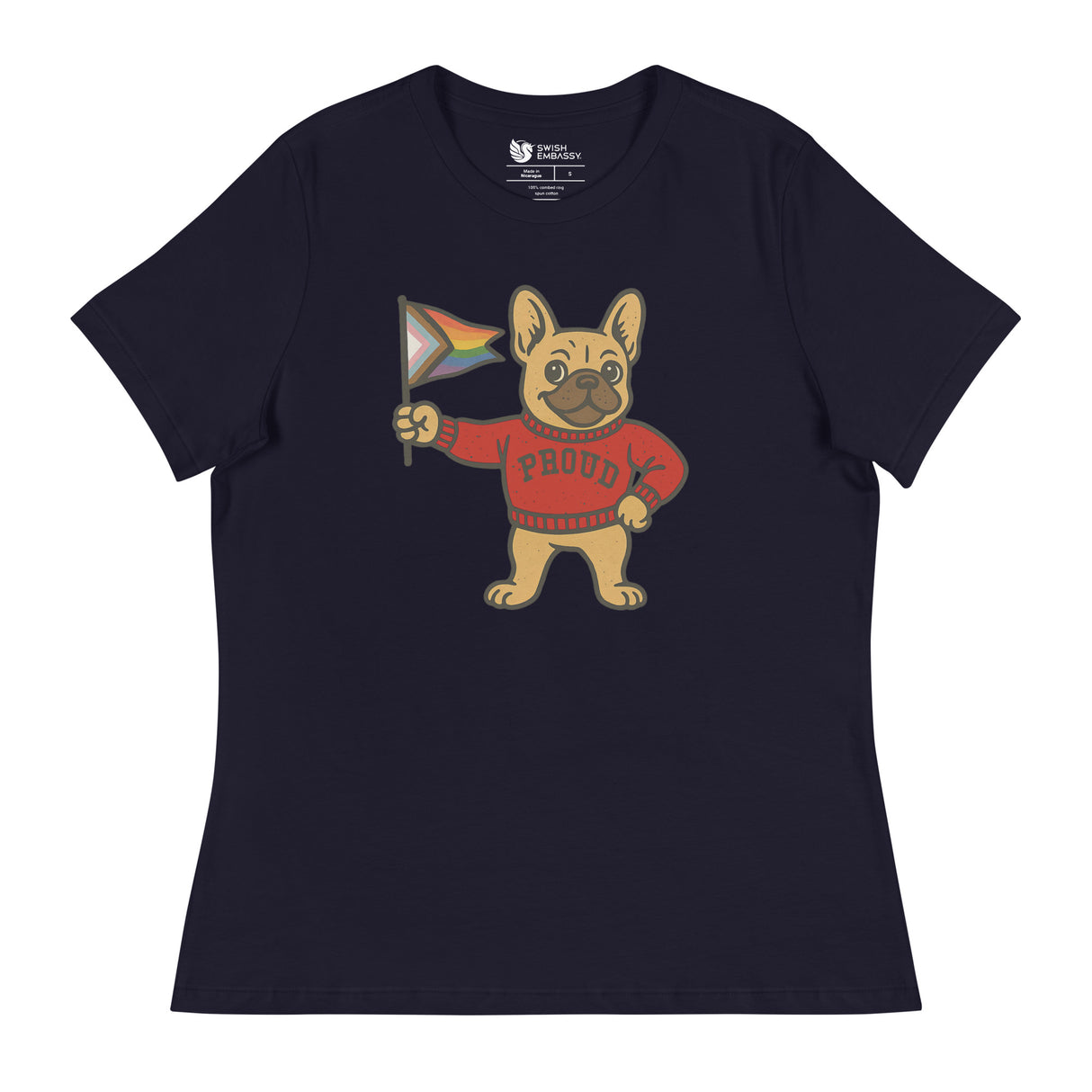 Varsity Pride Puppy (Women's Relaxed T-Shirt)-Women's T-Shirts-Swish Embassy