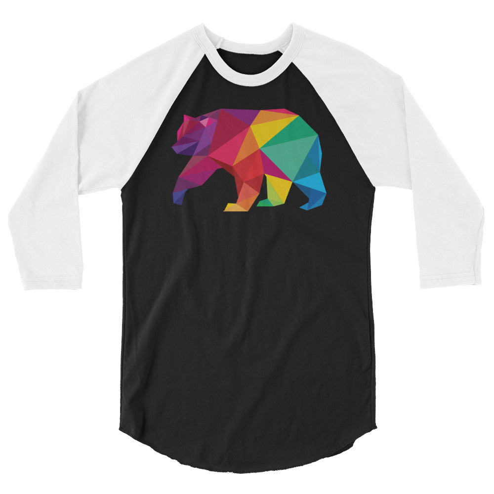 Debut garment mockup | Polygon Bear (Raglan) | Black/White