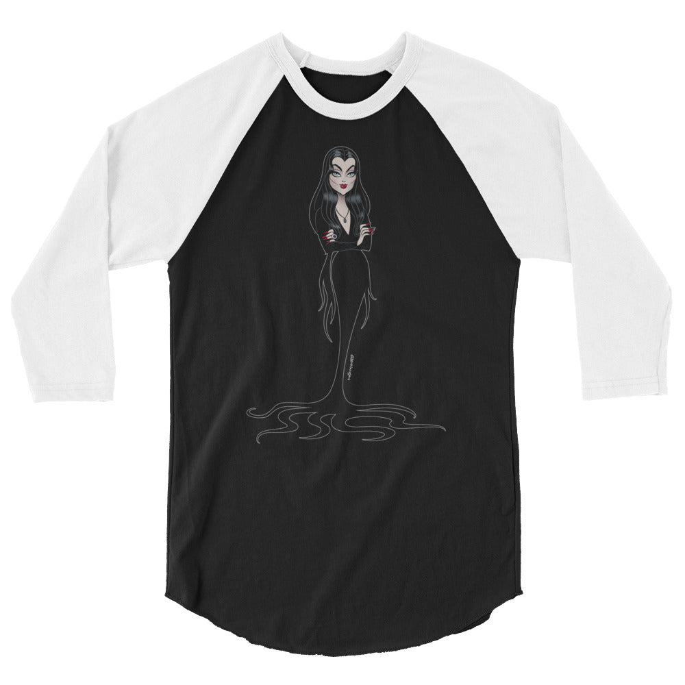 Debut garment mockup | Cara Mia (Raglan) | Black/White