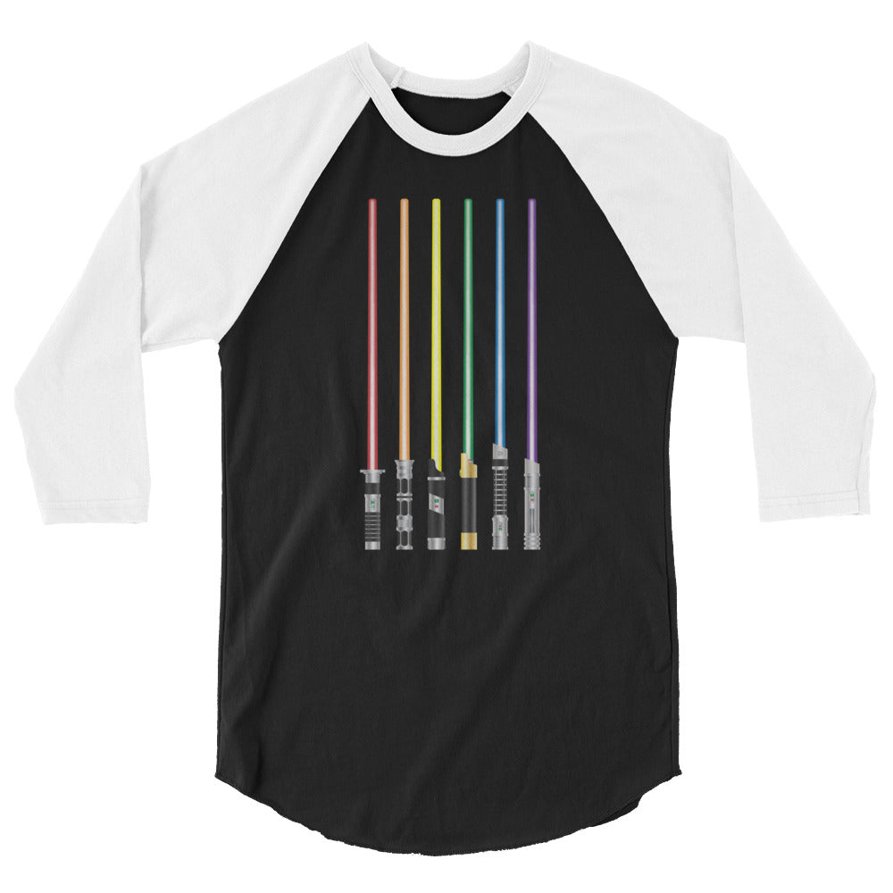 Debut garment mockup | Pride Saber (Raglan) | Black/White