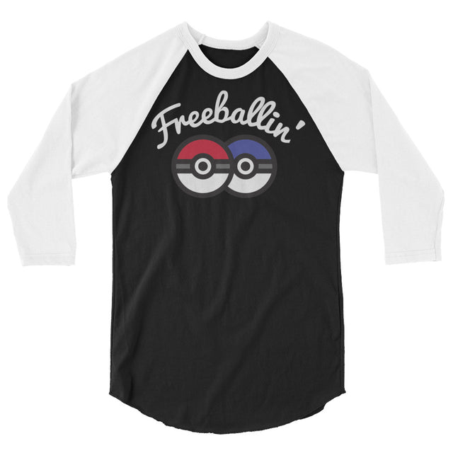 Debut garment mockup | Freeballin' (Raglan) | Black/White