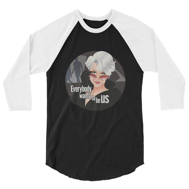 Debut garment mockup | Everybody Wants to be Us (Raglan) | Black/White