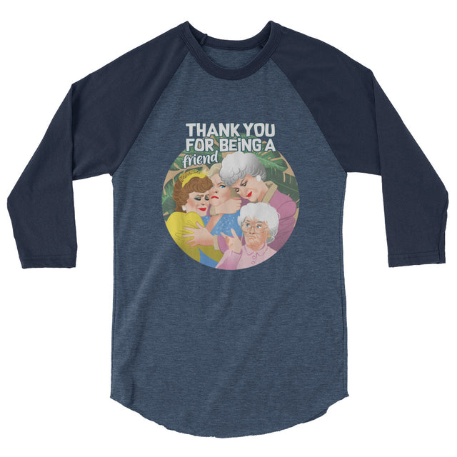 Thank You for Being a Friend (Raglan) - Heather Denim/Navy