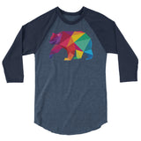 Debut garment mockup | Polygon Bear (Raglan) | Heather Denim/Navy