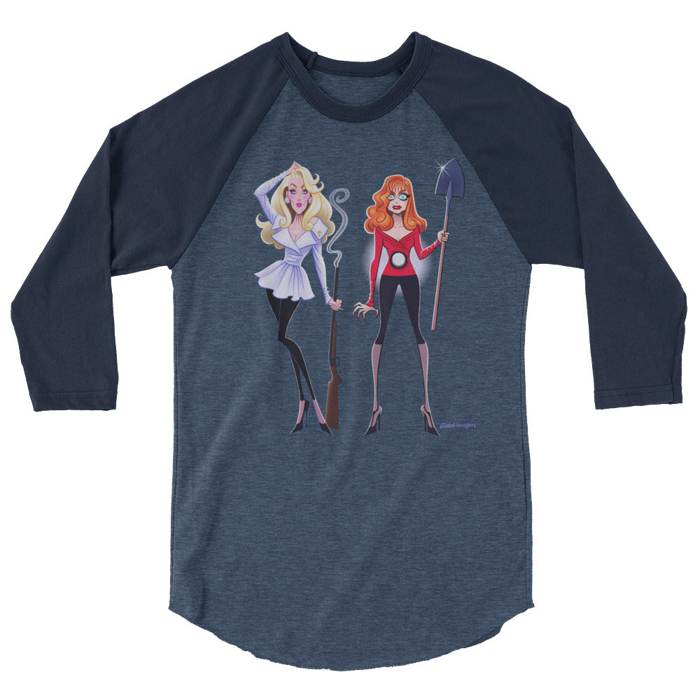 Debut garment mockup | Dead Gorgeous (Raglan) | Heather Denim/Navy