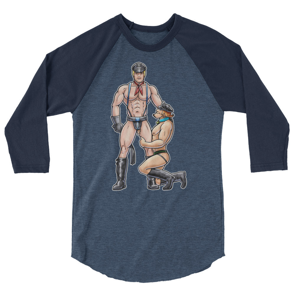 Debut garment mockup | Zoinks (Raglan) | Heather Denim/Navy