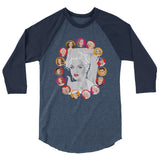 Debut garment mockup | Dietrich and DiMaggio (Raglan) | Heather Denim/Navy