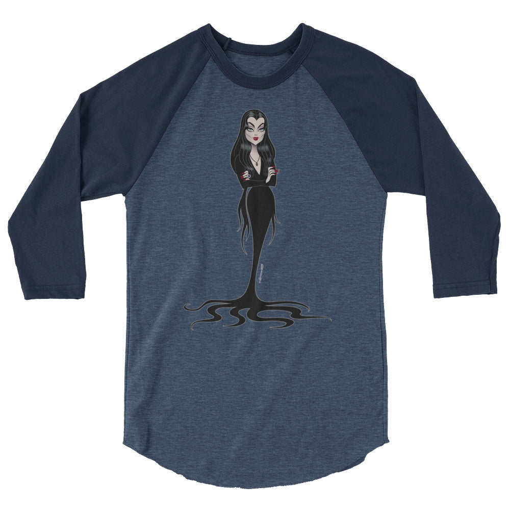 Debut garment mockup | Cara Mia (Raglan) | Heather Denim/Navy