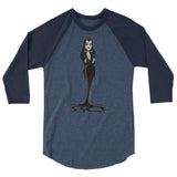 Debut garment mockup | Cara Mia (Raglan) | Heather Denim/Navy