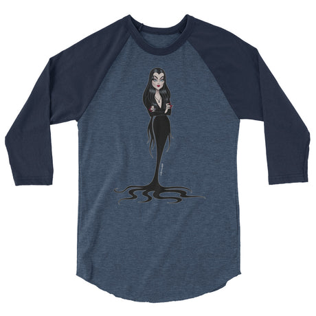 Debut garment mockup | Cara Mia (Raglan) | Heather Denim/Navy