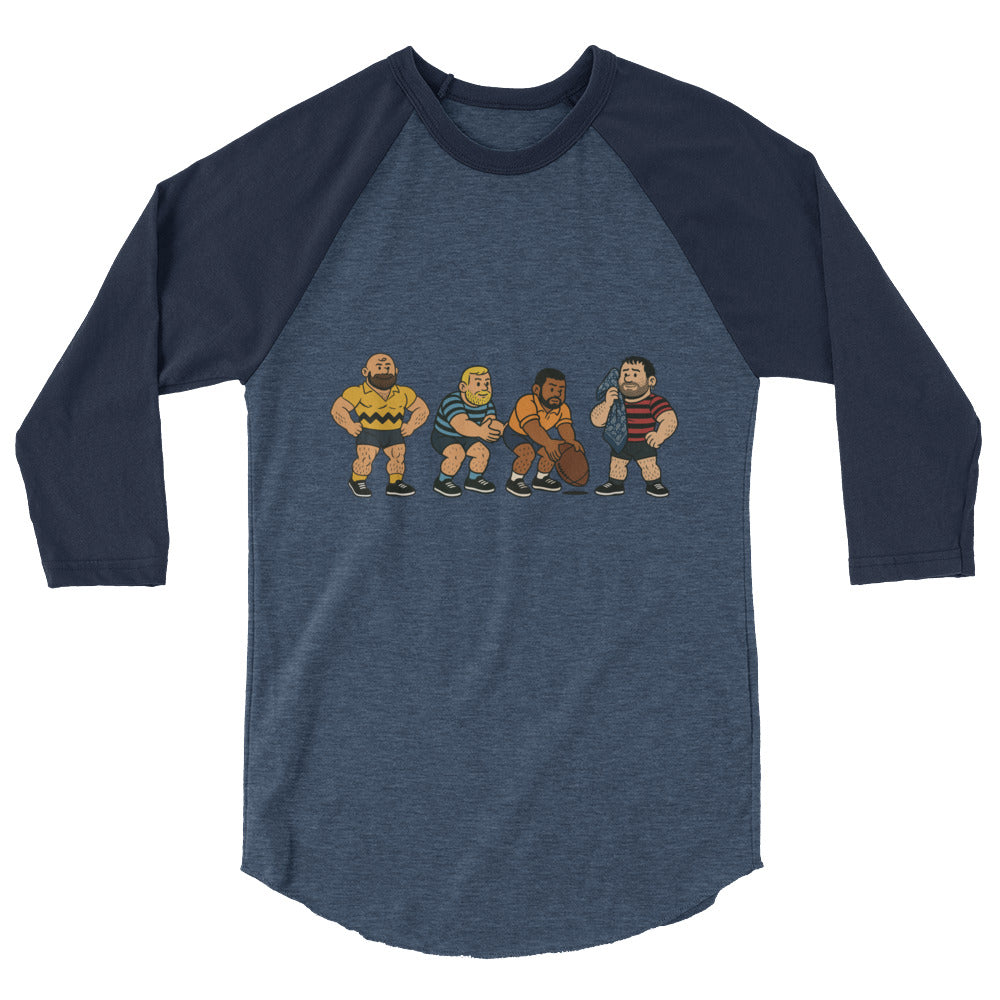 Debut garment mockup | Good Beef (Raglan) | Heather Denim/Navy