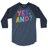Debut garment mockup | Yes, And? (Raglan) | Heather Denim/Navy