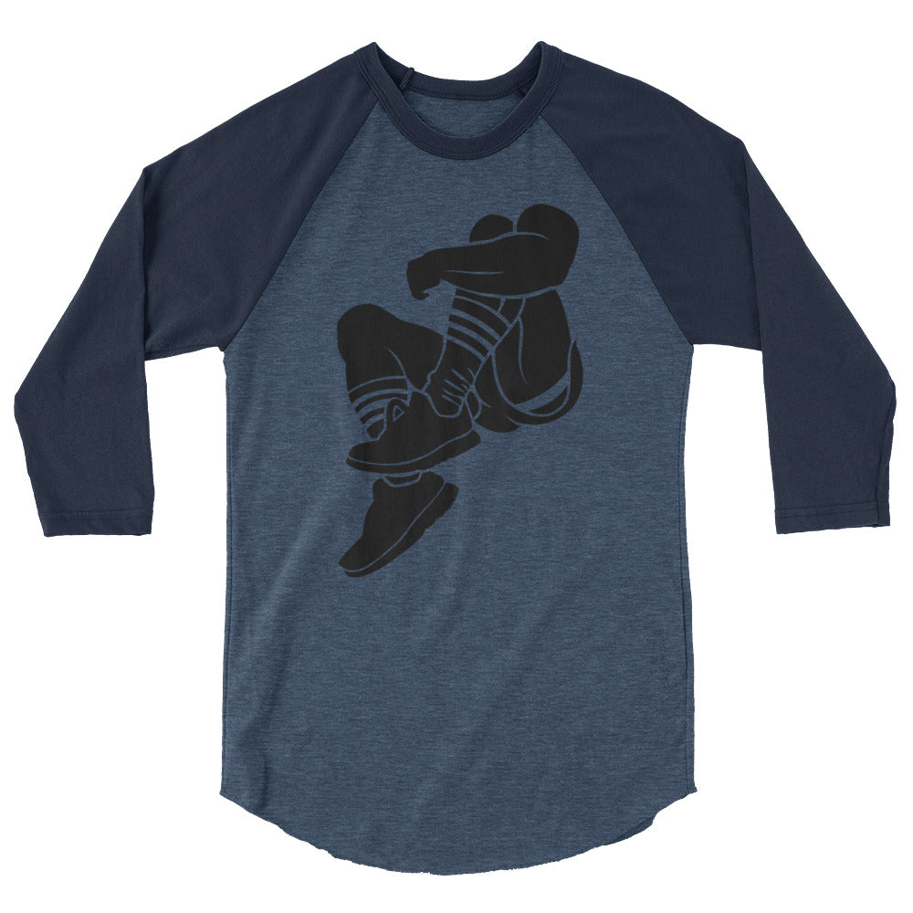 Debut garment mockup | Cleavage (Raglan) | Heather Denim/Navy