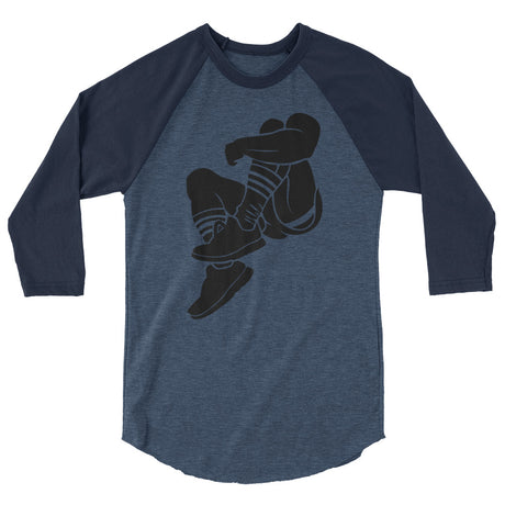 Debut garment mockup | Cleavage (Raglan) | Heather Denim/Navy