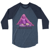 Debut garment mockup | Bless Me Daddy (Raglan) | Heather Denim/Navy