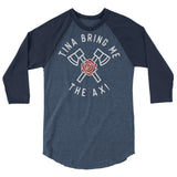 Debut garment mockup | Tina Bring Me the Ax (Raglan) | Heather Denim/Navy