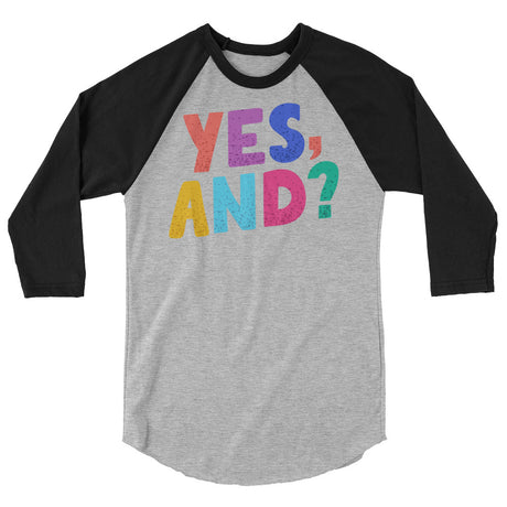 Debut garment mockup | Yes, And? (Raglan) | Heather Grey/Black