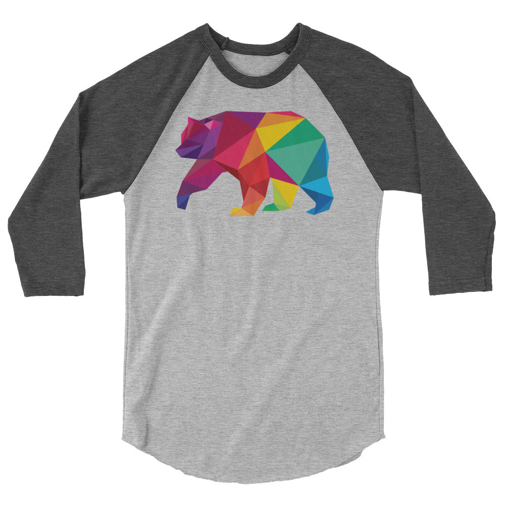 Debut garment mockup | Polygon Bear (Raglan) | Heather Grey/Heather Charcoal