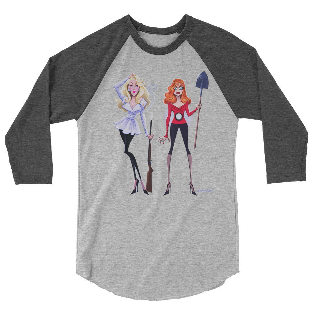 Debut garment mockup | Dead Gorgeous (Raglan) | Heather Grey/Heather Charcoal