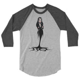 Debut garment mockup | Cara Mia (Raglan) | Heather Grey/Heather Charcoal