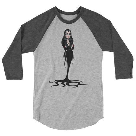 Debut garment mockup | Cara Mia (Raglan) | Heather Grey/Heather Charcoal