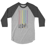 Debut garment mockup | Pride Saber (Raglan) | Heather Grey/Heather Charcoal