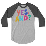 Debut garment mockup | Yes, And? (Raglan) | Heather Grey/Heather Charcoal