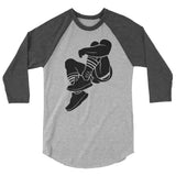 Debut garment mockup | Cleavage (Raglan) | Heather Grey/Heather Charcoal